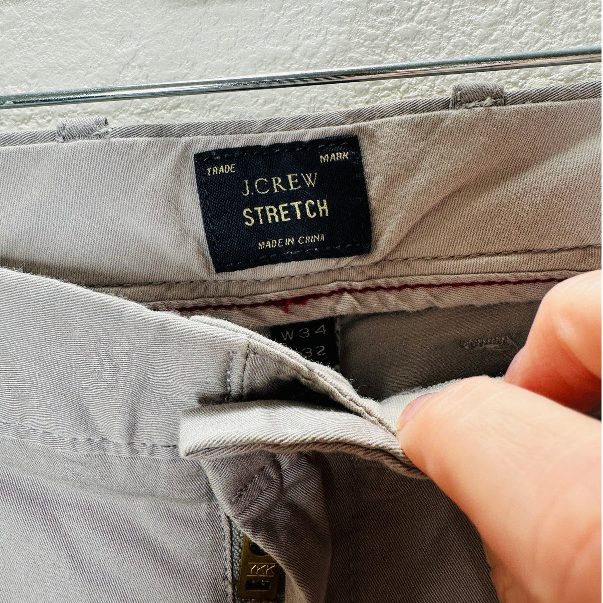 J Crew Khaki Gray 484 Stretch Chambray Trouser Pant Chino 34 / 32