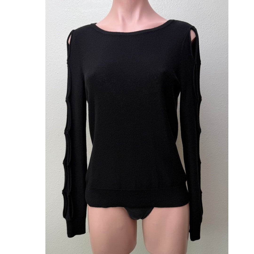 Ramy Brook Black Cutout Sleeve Sweater Women S