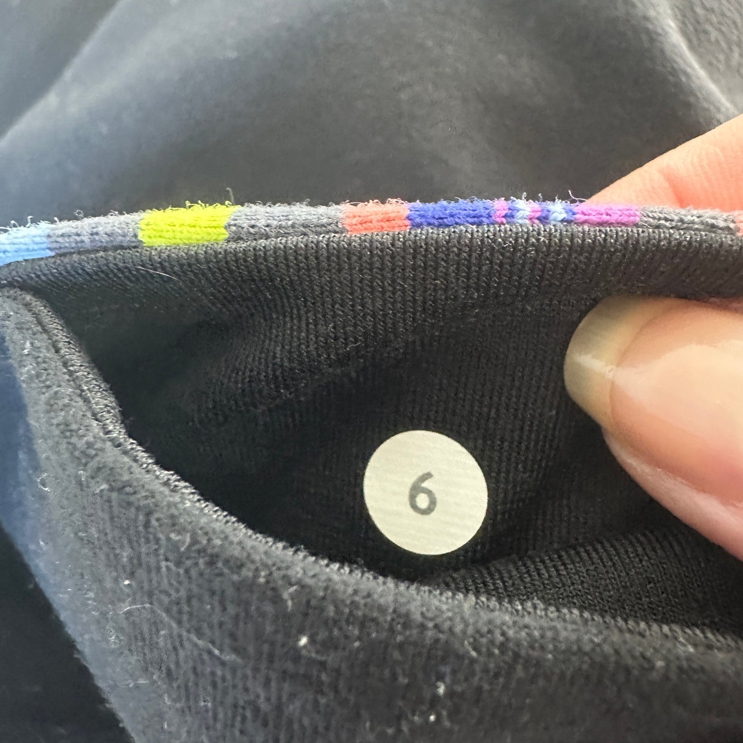 Lululemon Black Groove Flair Pant Multi Color Stripe Waistband Flare Leg 6